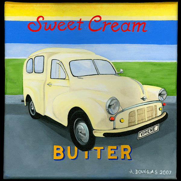 acrylic painting vintage cars Paintings artwork canvas Cars automobiles Trabant Austin Mini VW vw bus kombi