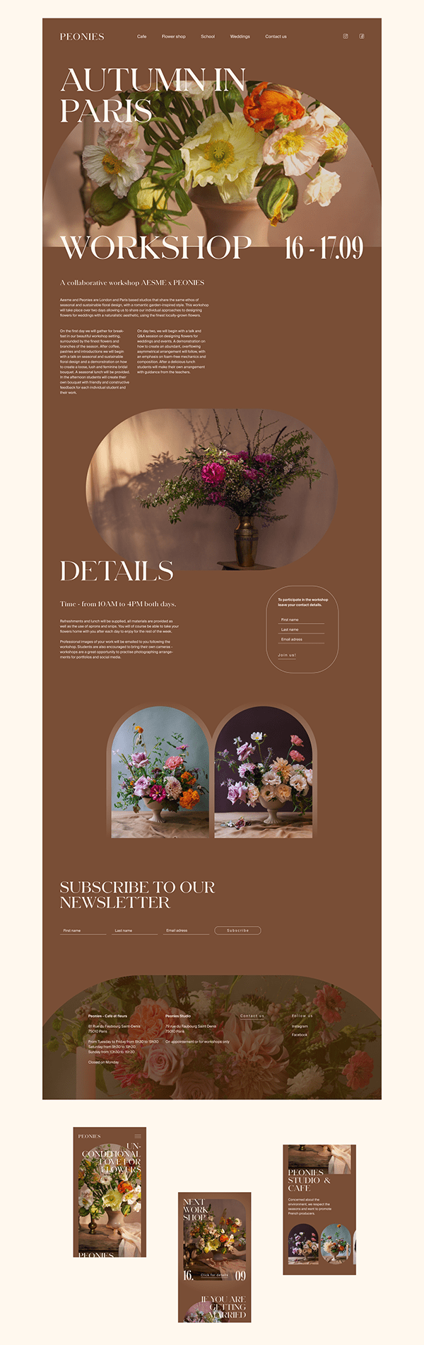 Peonies - Flower studio in Paris - Web design