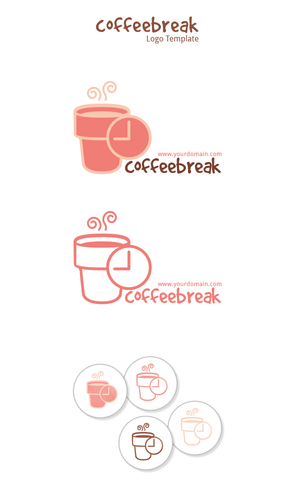 break time cafe shop clock Coffee coffee break colour cup Food  logo pink time