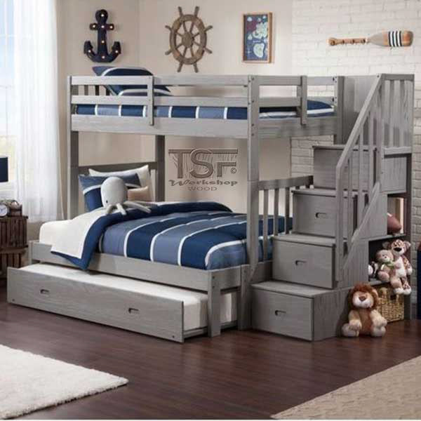 Bed frame bedroom bunk bed home loft bed
