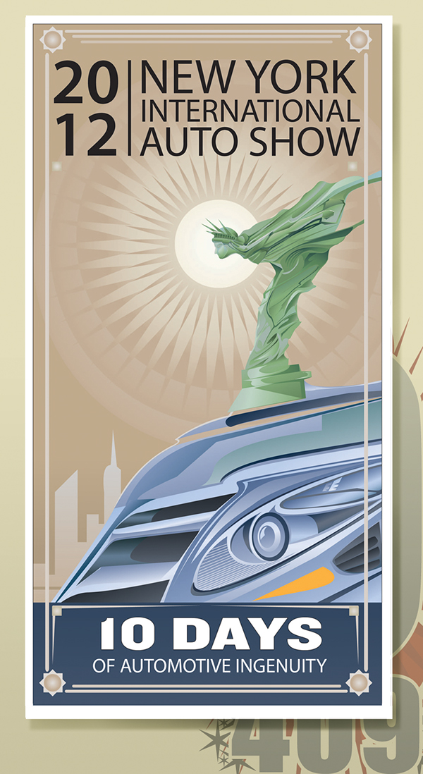 Vector Illustration auto show  NYIAS new york international olo409 orlando arocena statue of liberty car show NYIAS