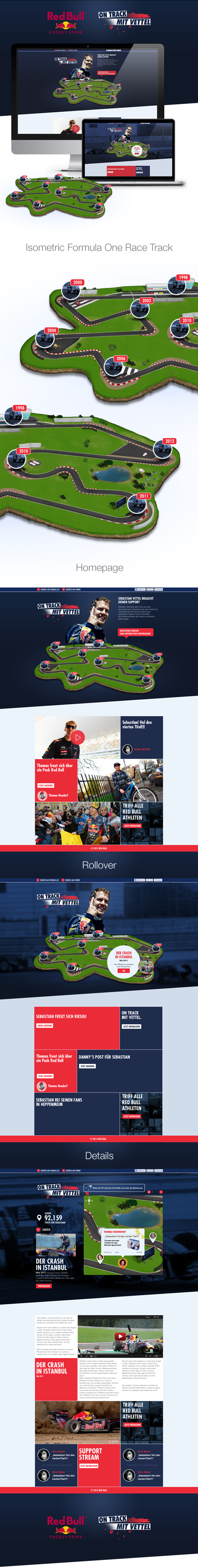 Red Bull  Sebastian Vettel Isometric  Formula One new facebook UI ux game user interface Website interaction
