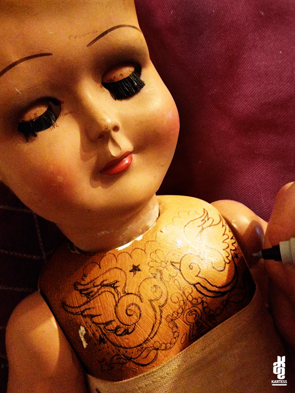 rock doll tattoo handmade art sketch kartess tattoed craft dolls