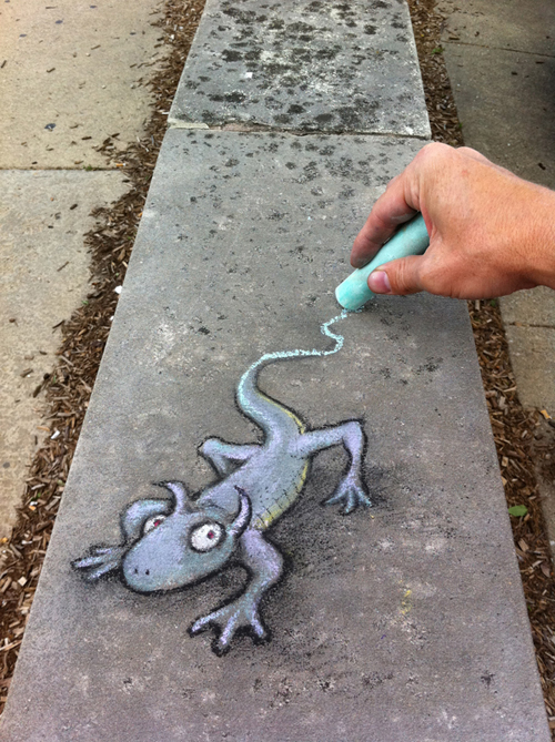 sidewalk chalk public anamorphosis Graffiti characters temporary