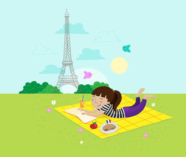 Paris france eiffel tower eiffel girl cute kawaii vector girly Travel French Landmark tourist trip vacation