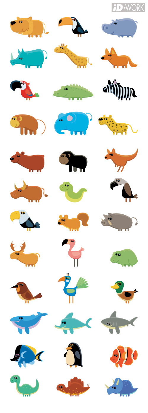 Illustrator art vector digital graphic design stock Character Style funny cartoon animals icons symbols chinese zodiac