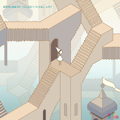 monument valley monument valley Pixel art pixel game colors escher mc escher illusion