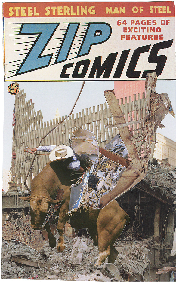 collage human rodeo democracy usa cowboy bull animal 9/11 War hate