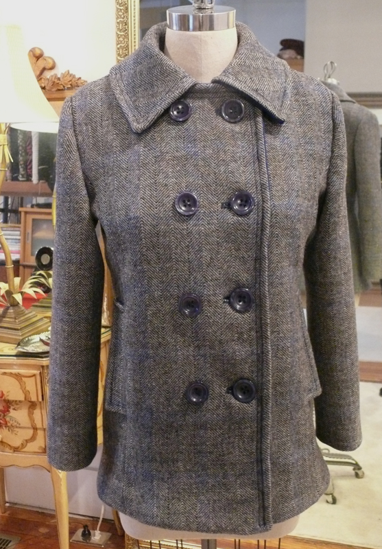 coat  jacket  vintage  wool  Navy  Peacoat  blue grey hat cloche