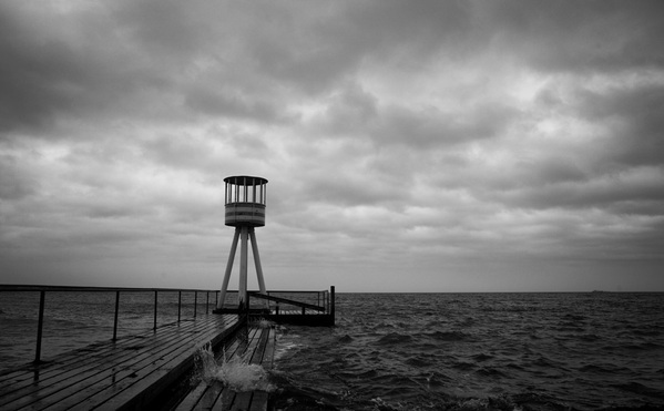 black and white rain fog rollercoaster forest wood Ocean wave lighthouse