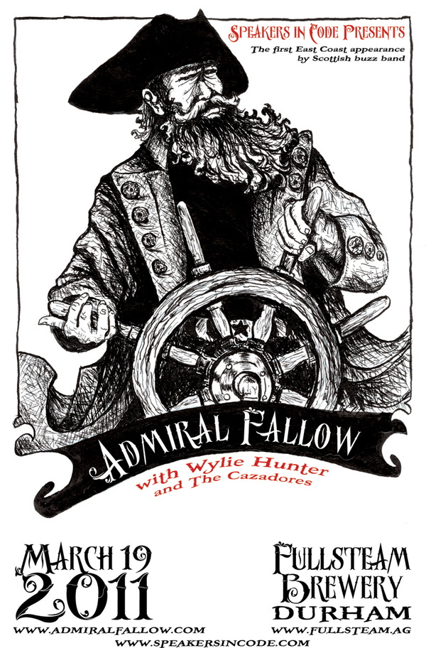 Admiral Fallow poster Fullsteam brewery Pen & Ink