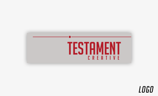 Testament Creative site design corporate branding red grey business card