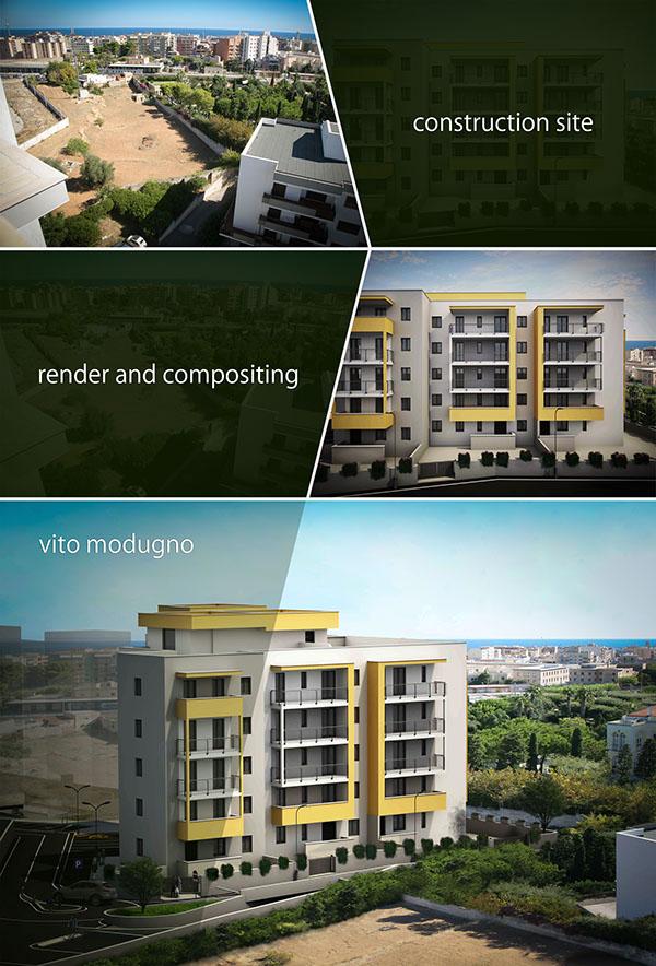 Render architectural 3d modeling Post Production compositing
