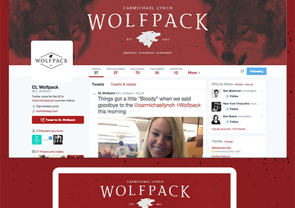 design Carmichael Lynch minneapolis minnesota wolfpack internship t-shirt logo Website digital mock up