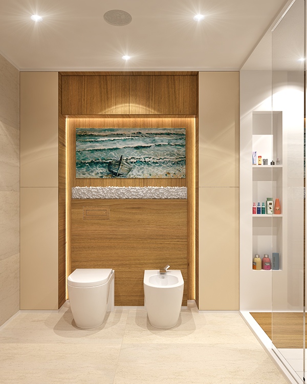modern contemporary Interior bathroom kitchen Render corian