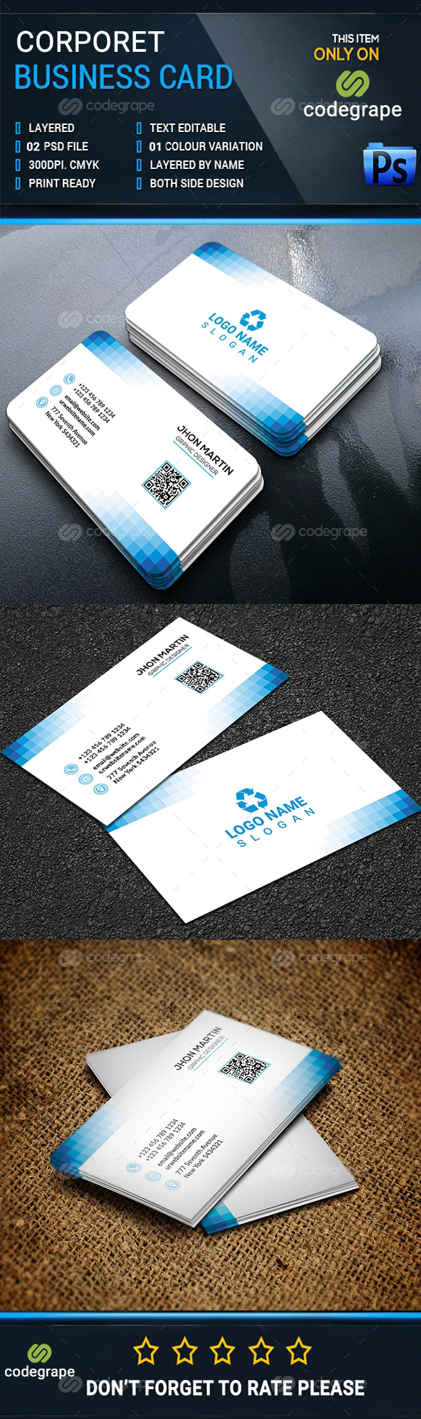 all black blue both side both side design bundle business card creative design