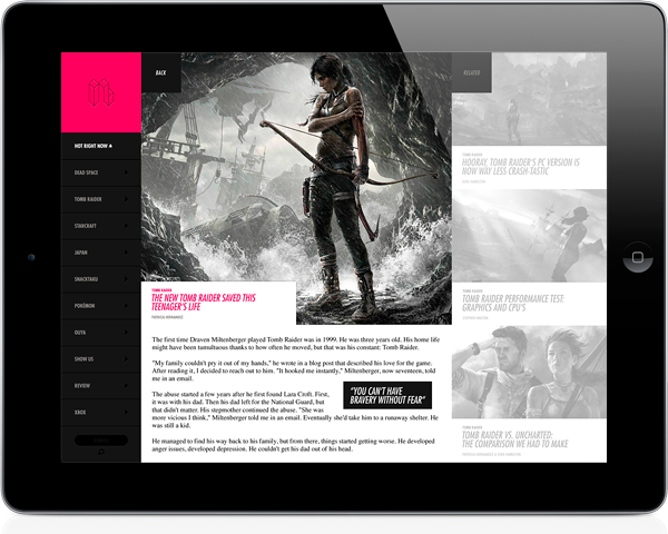 Movies kotaku redesign Webdesign Minimalism Videogames Gaming clean Blog