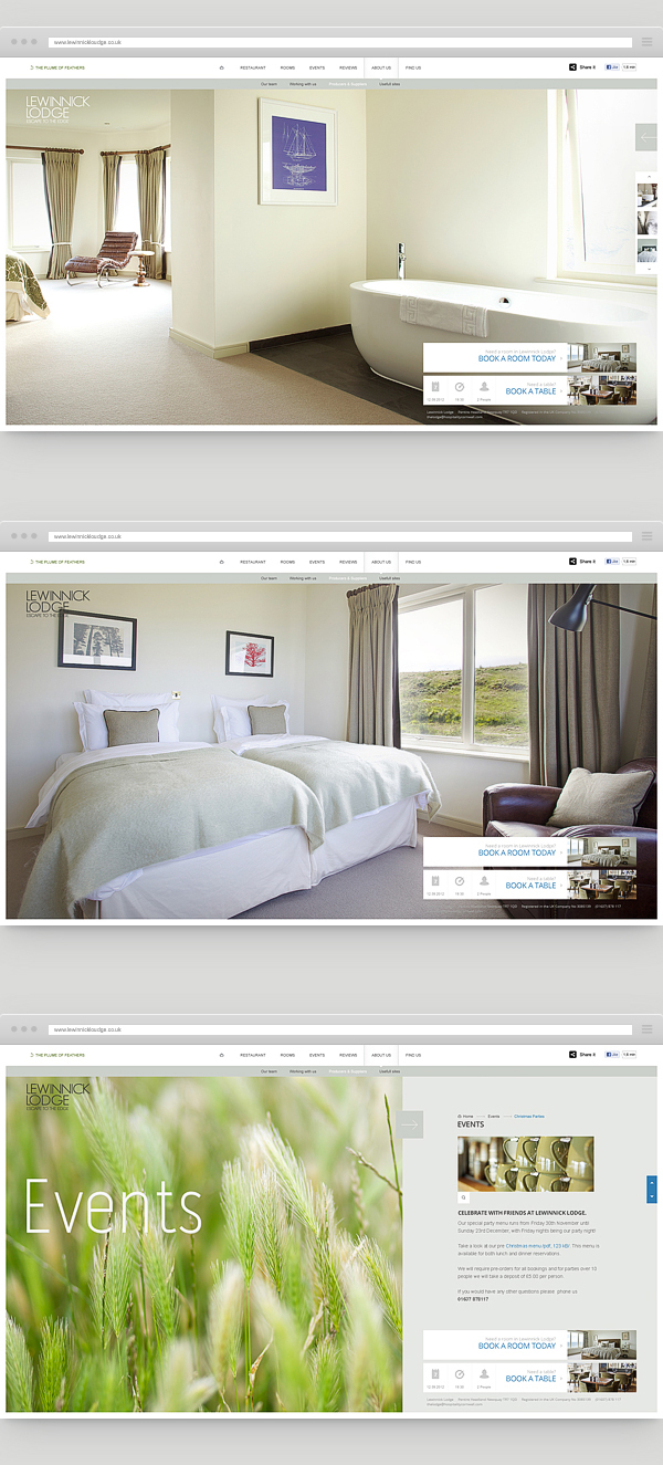 Lewinnick Lodge Plum of Feathers hotel restaurant Webdesign Website Web rooms