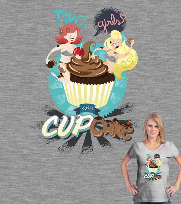 girls cupcake one cup cup chocolat fight vintage t-shirt camiseteria