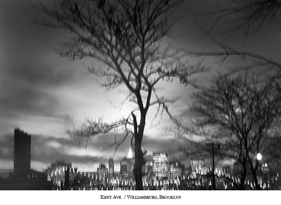 concept night dark bridge billboard gritty train Brooklyn New York Street Landscape Tree  city Urban black and white