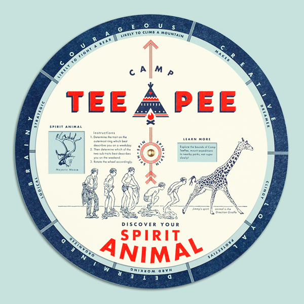 wedding info wheel camp letterpress vintage Spirit Animal