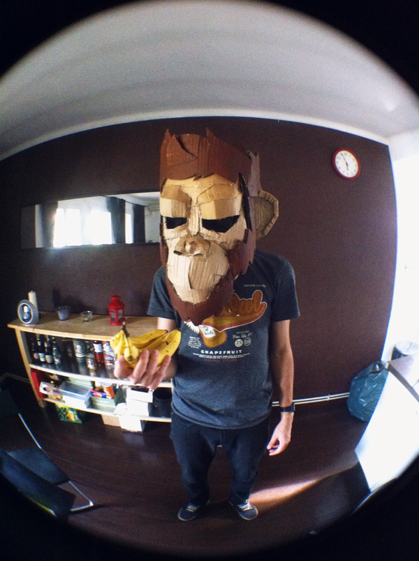 Costume Design  crafts   craft Street Art  cardboard mask mnk mnk crew monkey banana statue carton