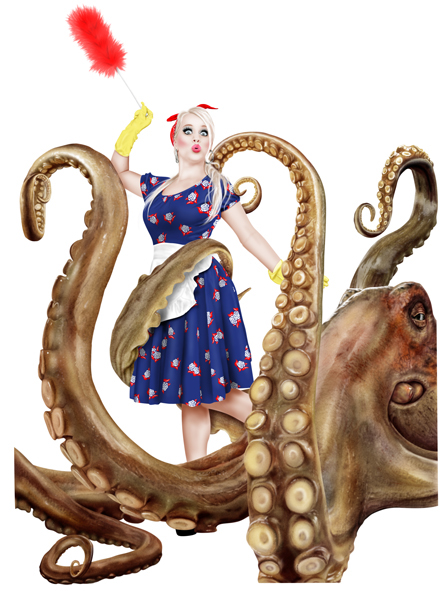 octopus pulpo girl mujer hiperrealismo hiperealistic Martin echeverria