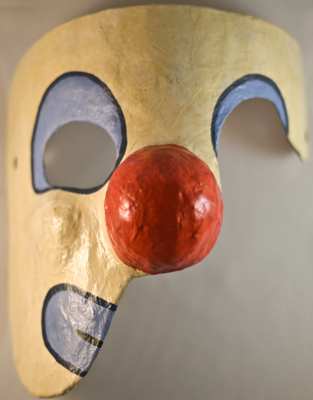 Papier Mache newspaper mask clown Scary creepy horror weird