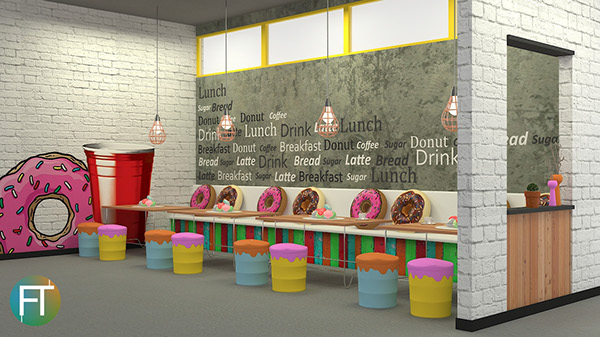 Dunkin Donut Interior  Concept Industrial Pop  Art  Style on 