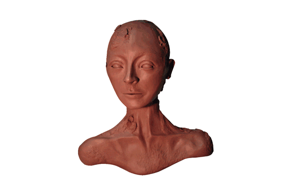 bust  sculpty clay sculpture Gauche wood dawn kang risd nature lab microscope DAWN Kang