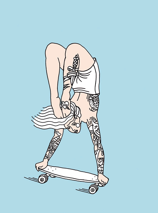 girls wheels magazine roller fixie skate Bike LONGBOARD tattoo ink ride velo tandem