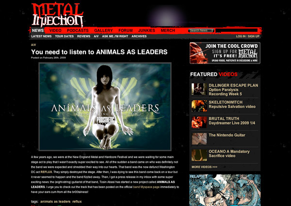 Animals As Leaders Prosthetic Records metal Hardcore Aaron Hill maryland Washington Tosin Asabi