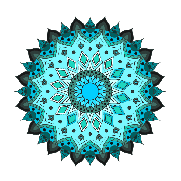 Mandala Digital Art  monochrome Complimentary Triad