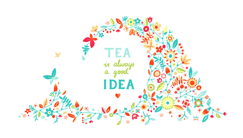 tea quote text pattern floral ornament flower inspiration