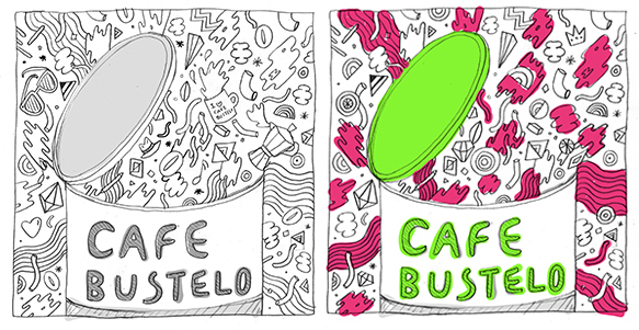 cafe bustelo gif Coffee line drawing pattern