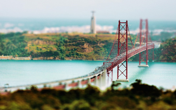 Lisbon Portugal tilt shift MINI small city