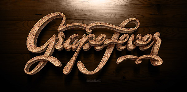 wine cork type design lettering photoshop Ilustração desenho texture grape
