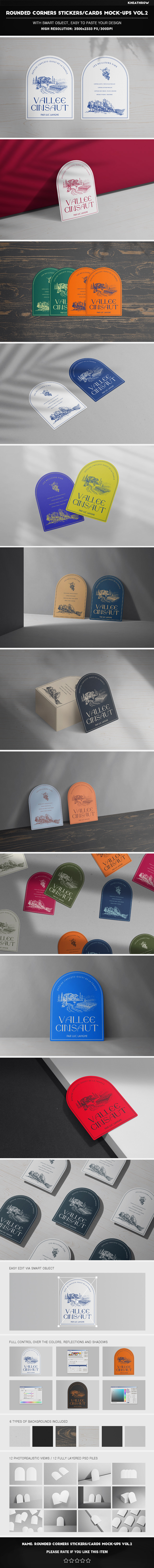 ROUNDED CORNERS STICKERS / CARDS MOCK-UPS VOL.2