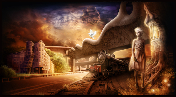 train Romanticism STEAMPUNK Antoni Gaudi