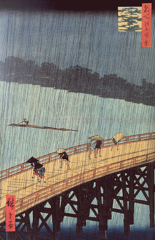gif Hiroshige Sudden Shower woodcut rain
