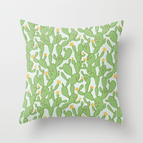repeating pattern cactus cute funny plants with faces green children products marie gardeski