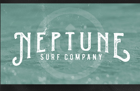 type logo badge Surf surfing beach Coast texture grunge girl neptune company lettering Retail Ecommerce