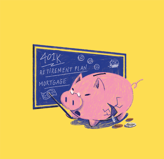 Editorial Illustration magazine hopes and fears personal financing piggy bank teaching