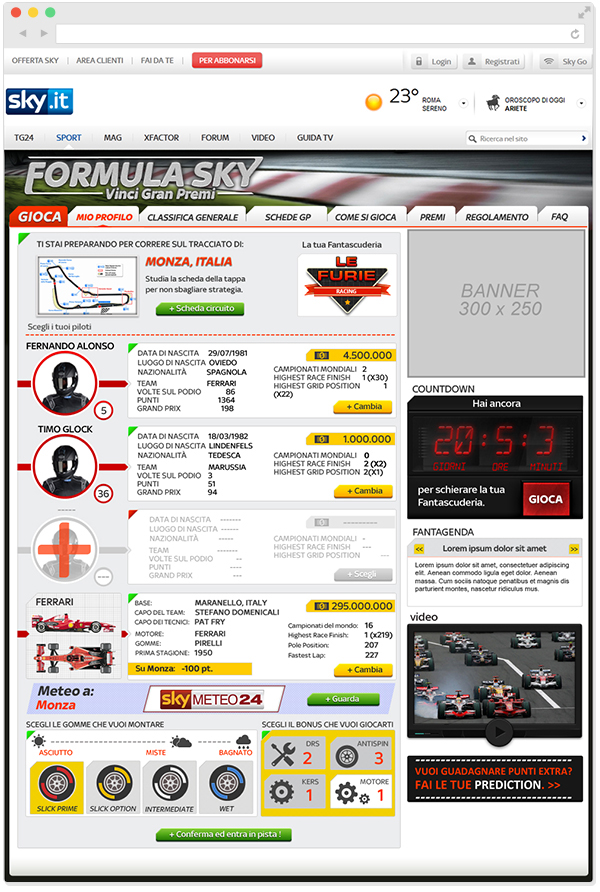 Web design Formula1 game webgames