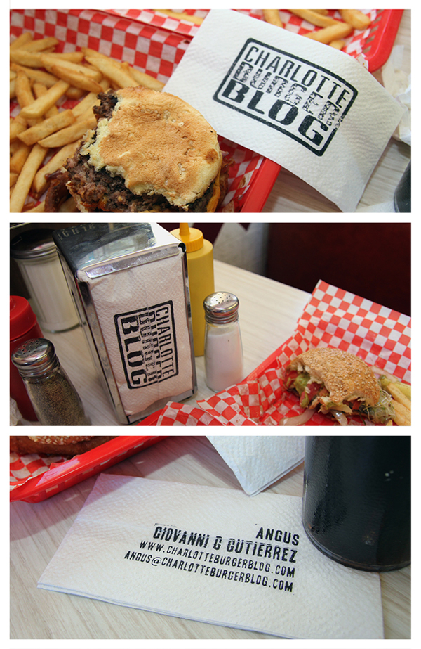 Charlotte burger Blog napkin napkins business card diner