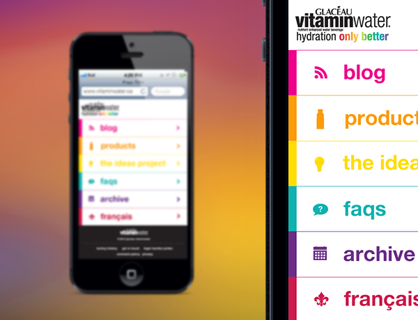 Vitamin Water mobile web User Experience Design user interface design mobile