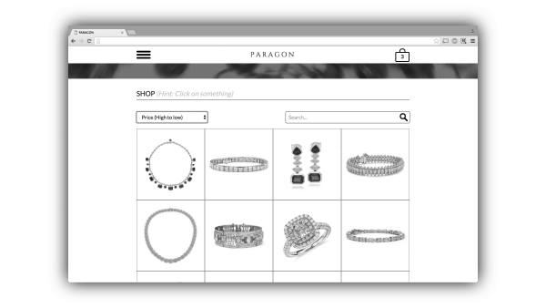 Full Sail DADBS January2016 flm Website Design Burger button HTML code paragon Website jewelry diamond  e-commerce UI ux