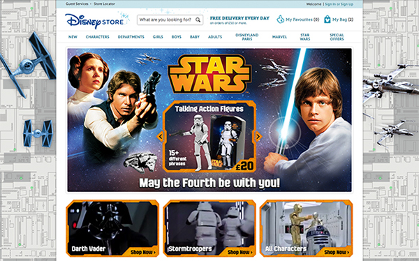 UI ux star wars disney design Responsive e-commerce Disney Store Lucasfilm html5 css3 jquery