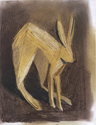 hare acrylic watercolor pastel