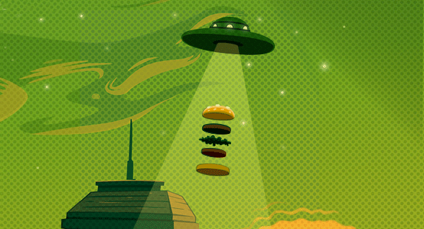 mcdonald's big mac burger Fast food hunter QR Code Mobile app characters sketch pencil interactive cartoon